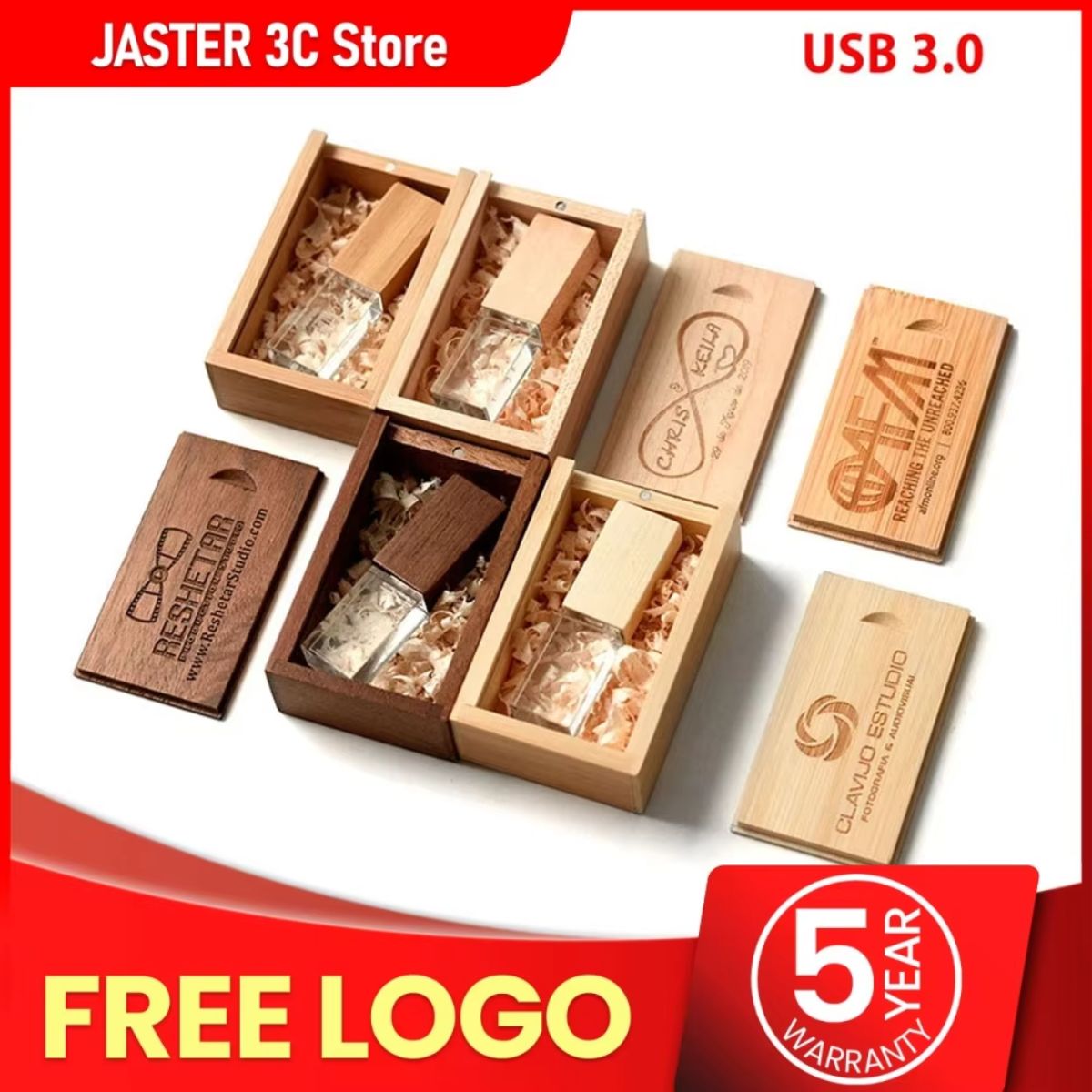 Custom Crystal Wood USB Flash Drive